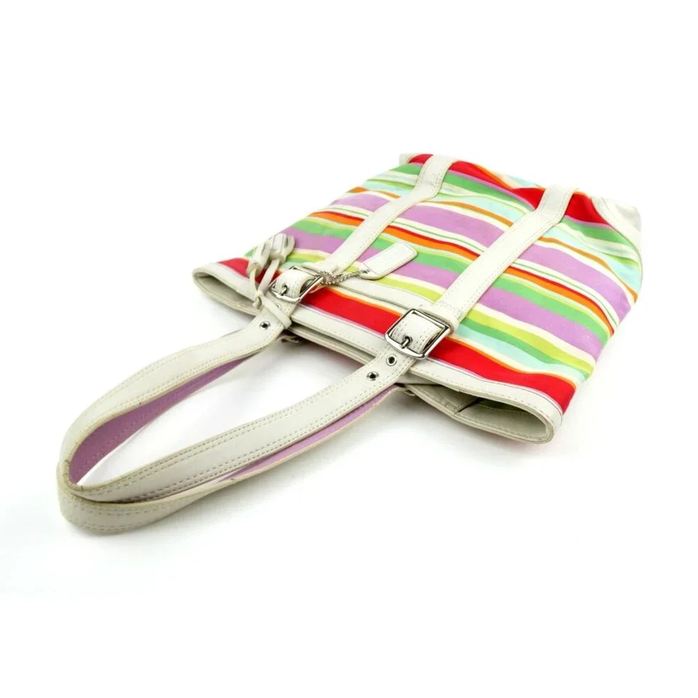 Coach Hampton‎ Multicolor Striped Tote Bag F10705 - Picture 3 of 16